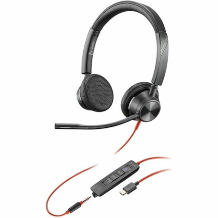 Poly Blackwire 3325 Wired On-ear Stereo Headset - Black