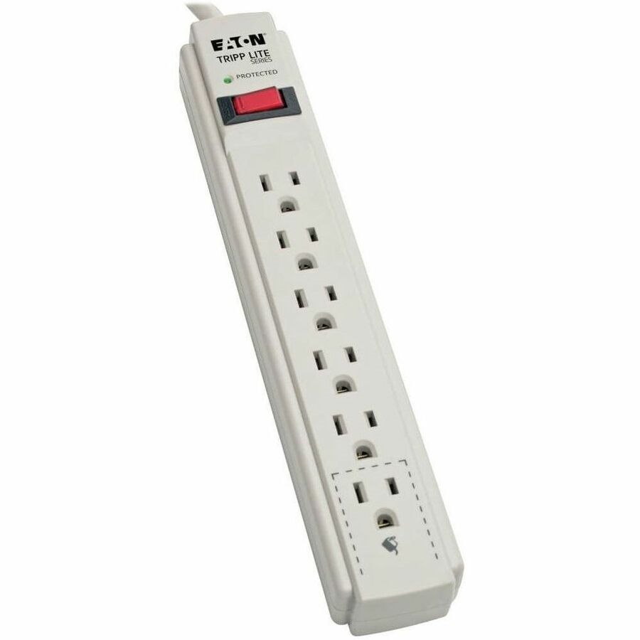 Eaton Tripp Lite Series Protect It! 6-Outlet Surge Protector, 8 ft. (2.43 m) Cord, 990 Joules, Low-Profile Right-Angle 5-15P plug