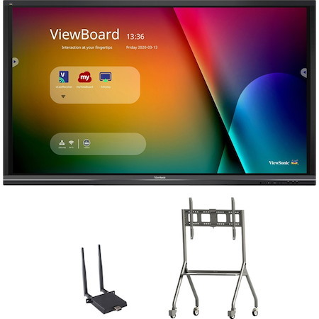 ViewSonic ViewBoard IFP7550-E4 - 4K Interactive Display with WiFi Adapter and Slim Trolley Cart - 350 cd/m2 - 75"