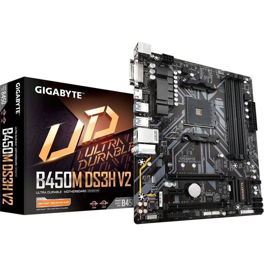 Gigabyte Ultra Durable B450M DS3H V2 Gaming Desktop Motherboard - AMD B450 Chipset - Socket AM4 - Micro ATX