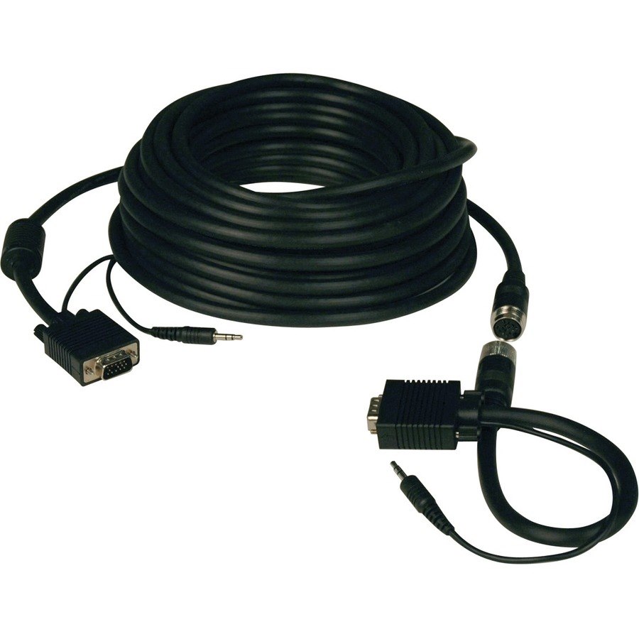 Tripp Lite by Eaton 100ft SVGA / VGA Coax Monitor Cable with Audio and RGB High Resolution Easy Pull HD15 M/M 100'