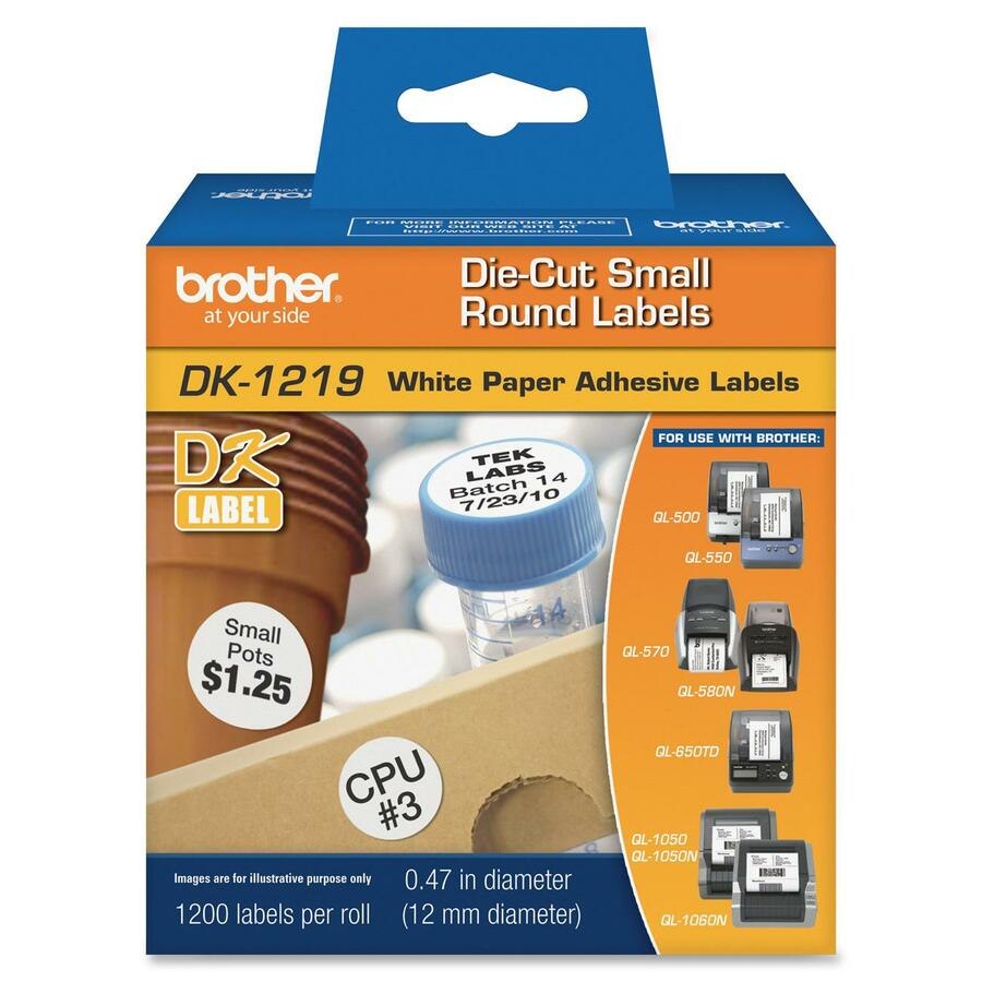 Brother DK1219 - White Small Round Paper Labels