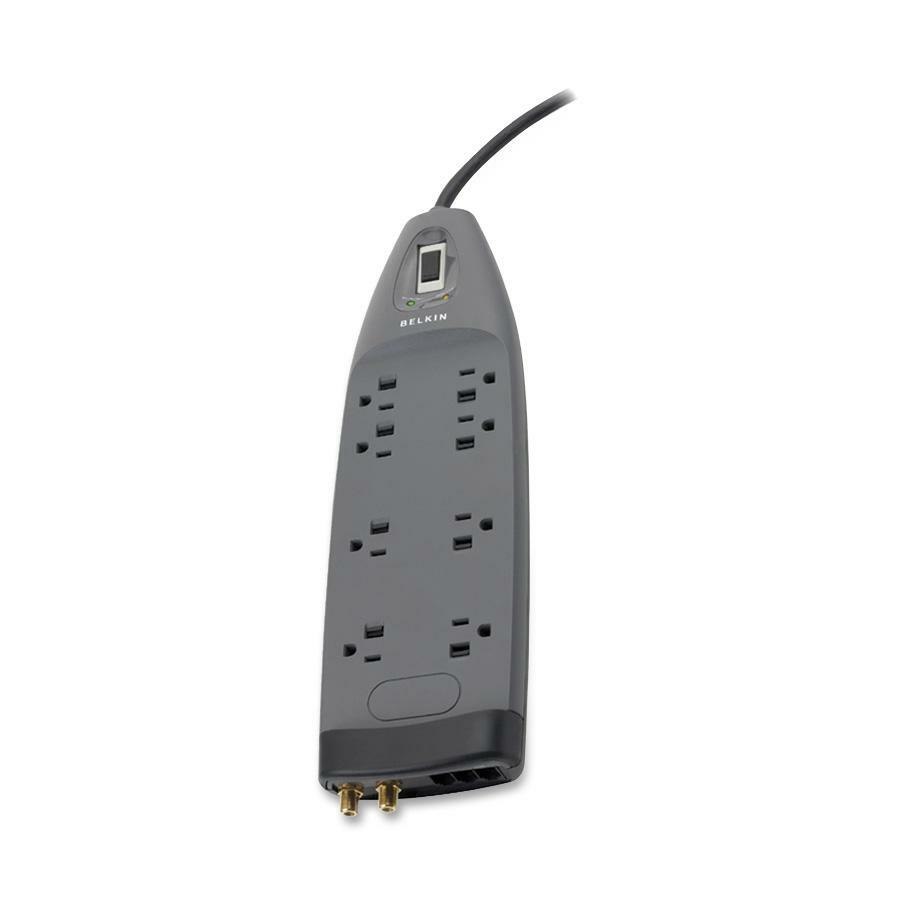 Belkin 8-Outlet 3240 Joules SurgeMaster Protector - 8 Receptacle(s) - 3550 J - 125 V AC Input - Cable Modem/DSL/Fax/Phone, Coaxial Cable Line