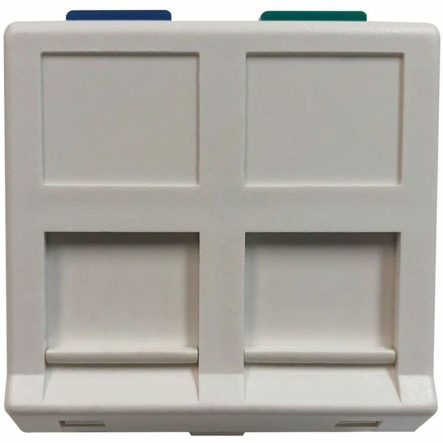 Eaton Tripp Lite Series 2-Port European-Style Insert, Unloaded Shuttered Angled Module, Icon Tabs, White, TAA