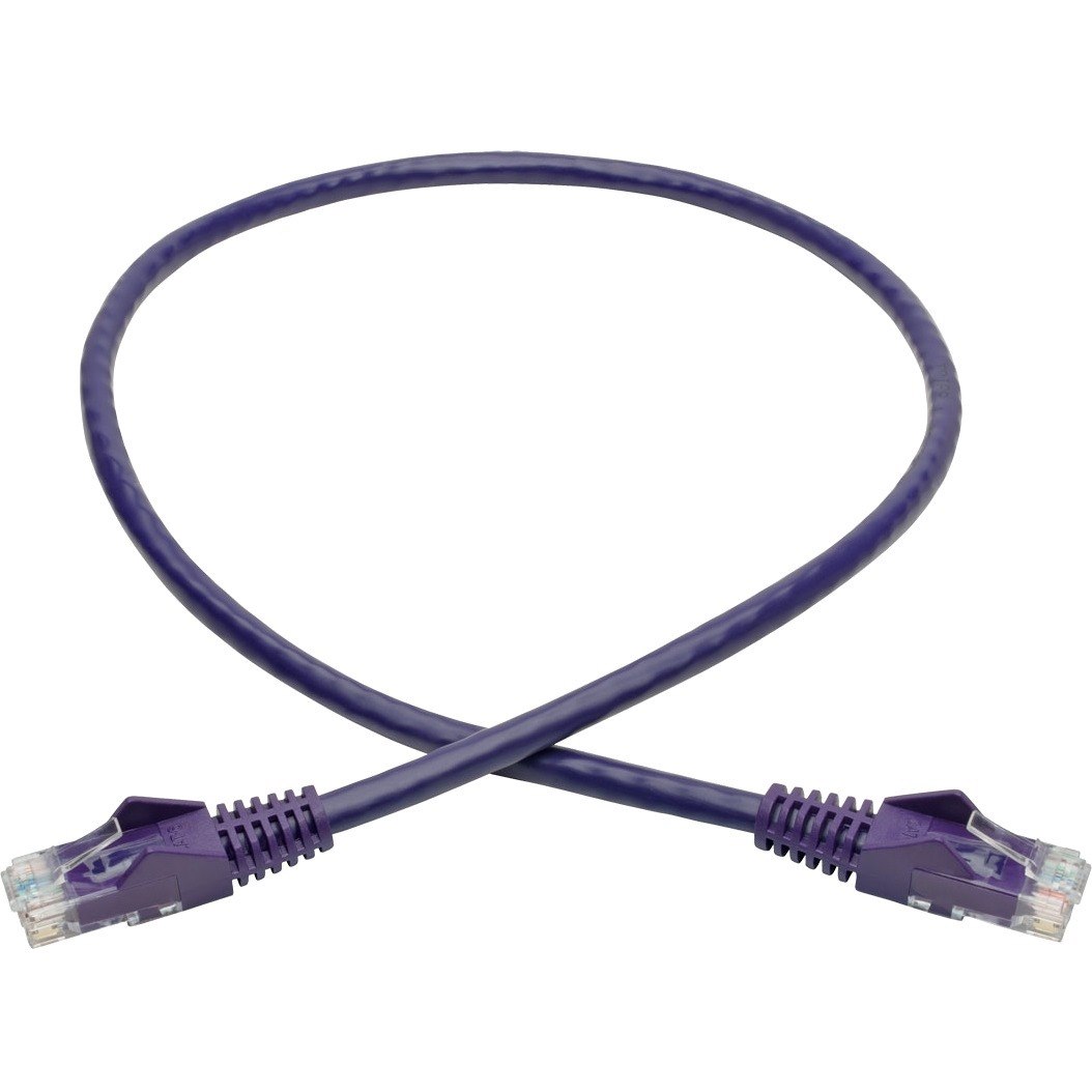Eaton Tripp Lite Series Cat6 Gigabit Snagless Molded (UTP) Ethernet Cable (RJ45 M/M), PoE, Purple, 2 ft. (0.61 m)
