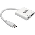 Tripp Lite by Eaton USB-C to DisplayPort Active Adapter Cable with Equalizer (M/F) UHD 8K HDR 60W PD Charging White 6 in. (15.2 cm)