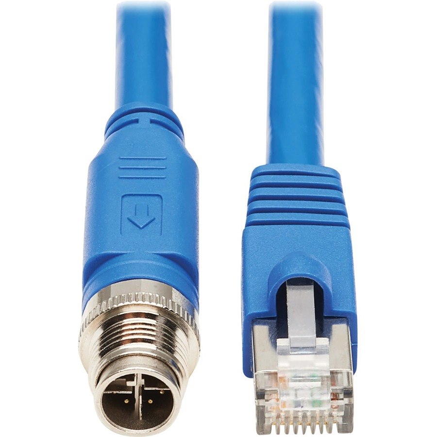 Eaton Tripp Lite Series M12 X-Code Cat6a 10G F/UTP CMR-LP Shielded Ethernet Cable (M12 M/RJ45 M), IP68, PoE, Blue, 3 m (9.8 ft.)