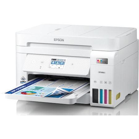 Epson EcoTank ET-4850 Inkjet Multifunction Printer-Color-Copier/Fax/Scanner-4800x1200 dpi Print-Automatic Duplex Print-5000 Pages-250 sheets Input-9600 dpi Optical Scan-Color Fax-Wireless LAN-Apple AirPrint-Android Printing-Fire OS-Mopria