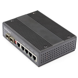 StarTech.com Industrial 5 Port Gigabit Ethernet Switch w/4 PoE RJ45 +2 SFP Slots 30W 802.3at PoE+ 12-48VDC 10/100/1000 Mbps -40C to 75C