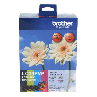 Brother LC39PVP Original Inkjet Ink Cartridge - Cyan, Magenta, Yellow - 4 Pack