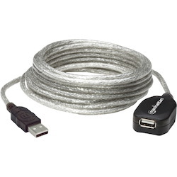 Manhattan Hi-Speed A Male/A Female USB Active Extension Cable, 16'