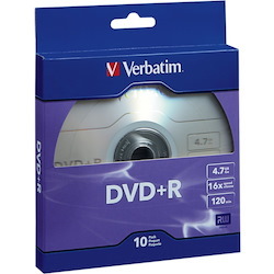 Verbatim DVD+R 4.7GB 16X with Branded Surface - 10pk Bulk Box