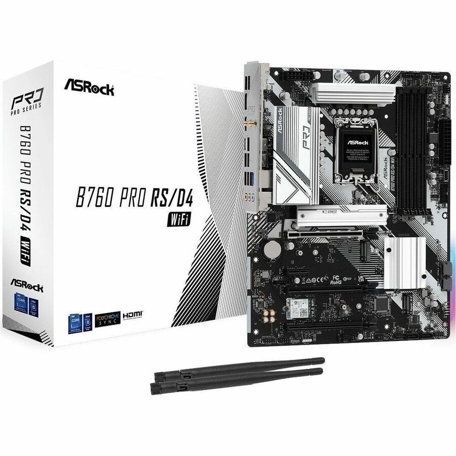 ASRock B760 Pro RS/D4 WiFi Gaming Desktop Motherboard - Intel B760 Chipset - Socket LGA-1700 - ATX