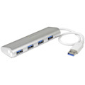 StarTech.com 4 Port Portable USB 3.0 Hub with Built-in Cable - 5Gbps - Aluminum and Compact USB Hub