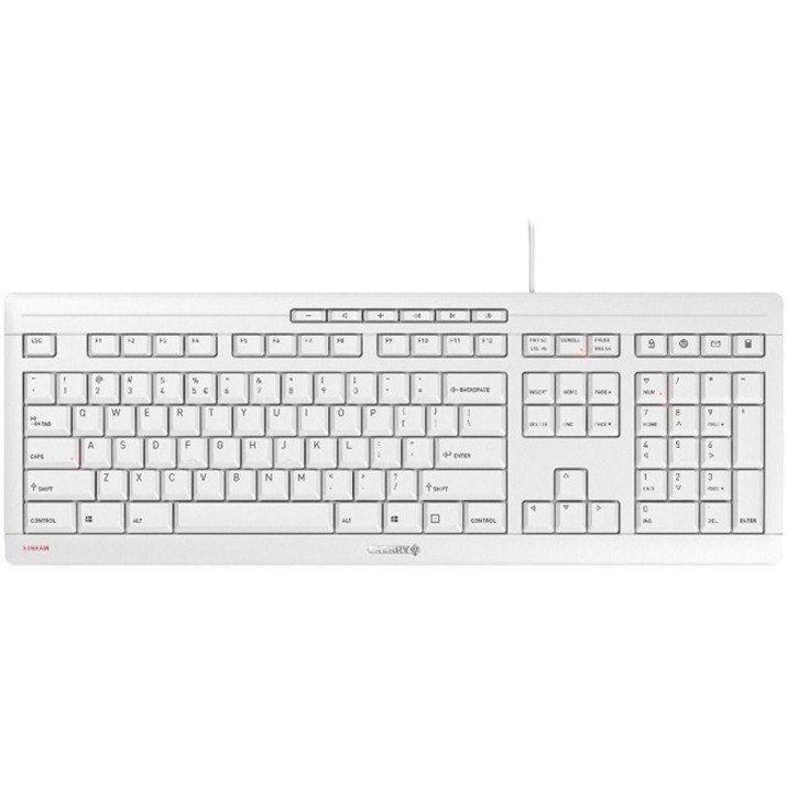 CHERRY STREAM Keyboard - Cable Connectivity - USB Interface - English (US) - White Grey