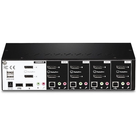 TRENDnet 4-Port Dual Monitor DisplayPort KVM Switch With Audio, 2-Port USB 2.0 Hub, 4K UHD Resolution Up To 3840 x 2160, Connect 4 DisplayPort Monitors, Dual Monitor 4 Port KVM Switch, Black, TK-440DP