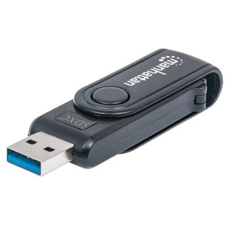 Manhattan USB-A Mini Multi-Card Reader/Writer, 5 Gbps (USB 3.2 Gen1 aka USB 3.0), 24-in-1, SuperSpeed USB, Windows or Mac, Black, Three Year Warranty, Blister