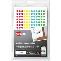 Avery&reg; See Thru Removable Colour Coding LabelsHandwrite, ¼"