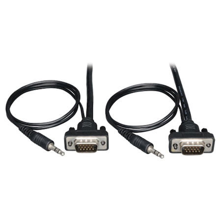 Eaton Tripp Lite Series Low-Profile High Resolution SVGA/VGA Monitor Cable with Audio and RGB Coaxial (HD15 M/M), 3 ft. (0.91 m)