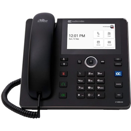 AudioCodes C455HDPS-DBW IP Phone - Corded/Cordless - Corded/Cordless - Bluetooth, Wi-Fi - Wall Mountable - Black