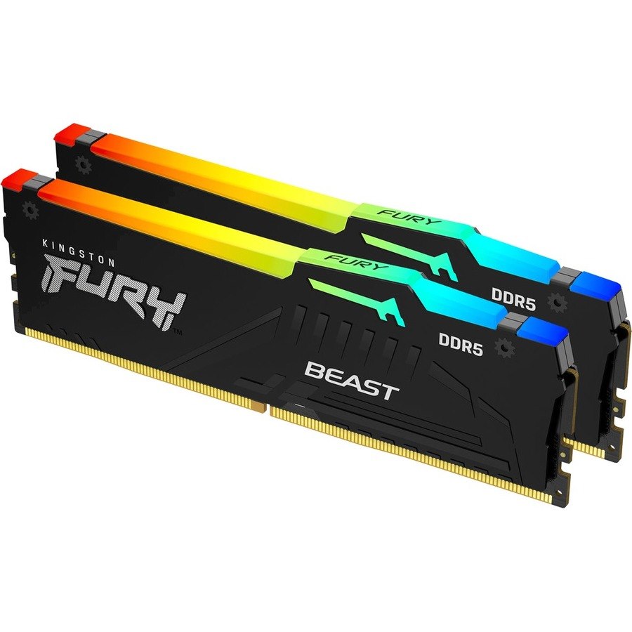 Kingston FURY Beast RAM Module for Desktop PC, Motherboard - 16 GB (2 x 8GB) - DDR5-4800/PC5-38400 DDR5 SDRAM - 4800 MHz Single-rank Memory - CL38 - 1.10 V