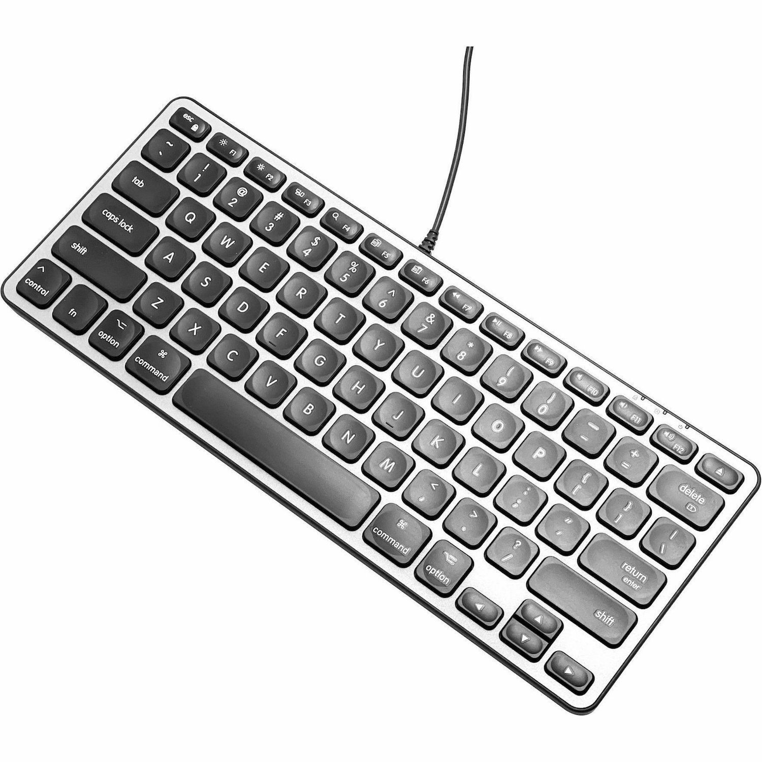 Macally Compact Wired Keyboard with USB hub ports & Dual USB C / A