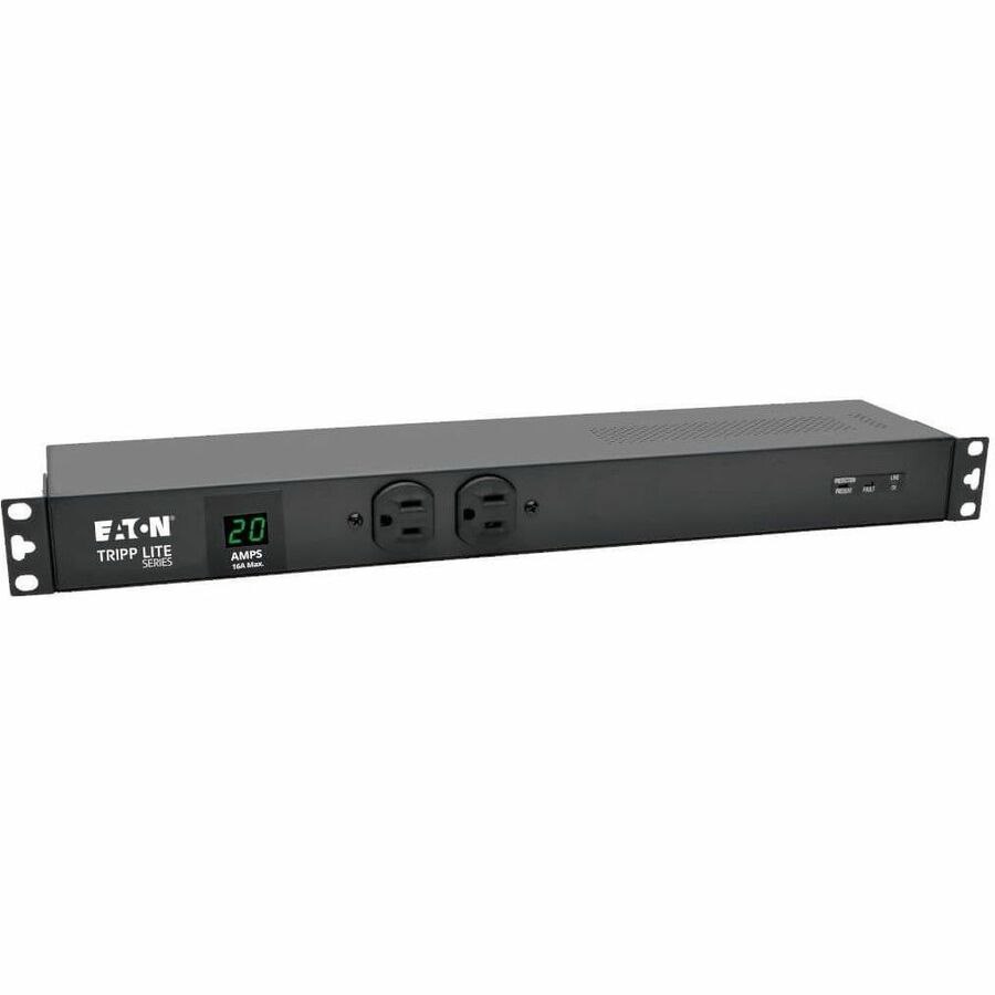 Eaton Tripp Lite Series 2kW Single-Phase Local Metered PDU + ISOBAR Surge Suppression, 3840 Joules, 100-127V Outlets (12 5-20R, 2 5-15R), L5-20P/5-20P, 15 ft. (4.57 m) Cord, 1U Rack-Mount