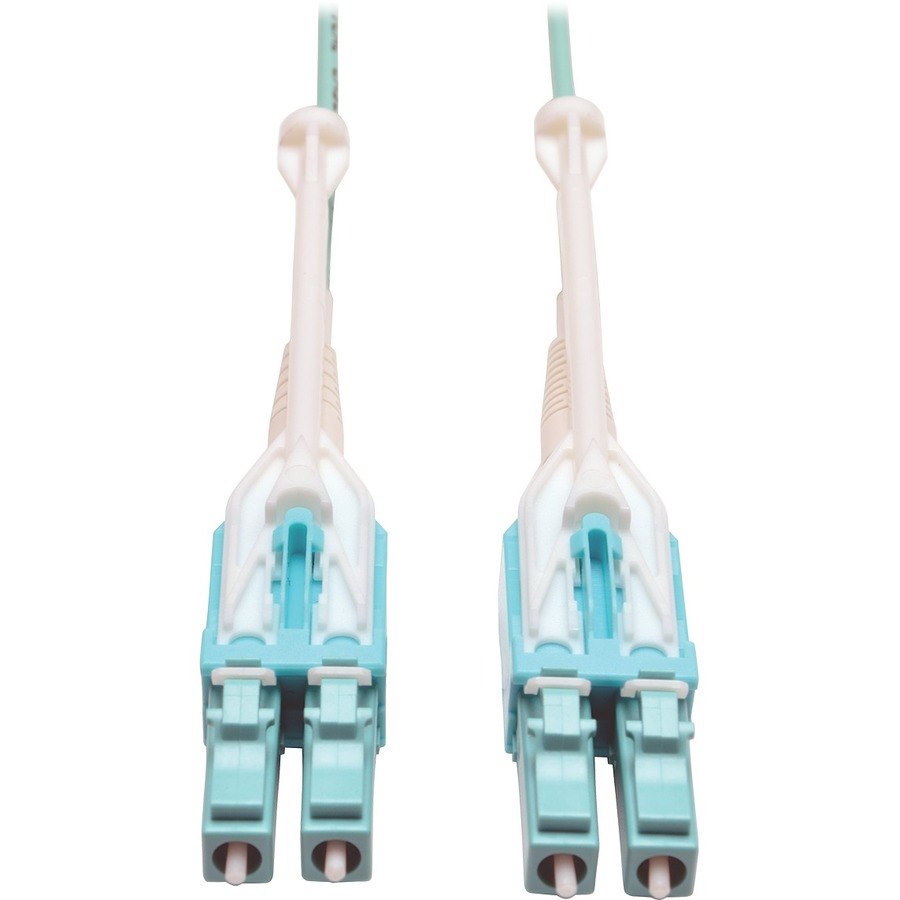 Eaton Tripp Lite Series 10Gb/40Gb/100Gb Duplex Multimode 50/125 OM3 LSZH Fiber Patch Cable with Push/Pull Tab Connectors (LC/LC), Aqua, 2M (6.6 ft.)