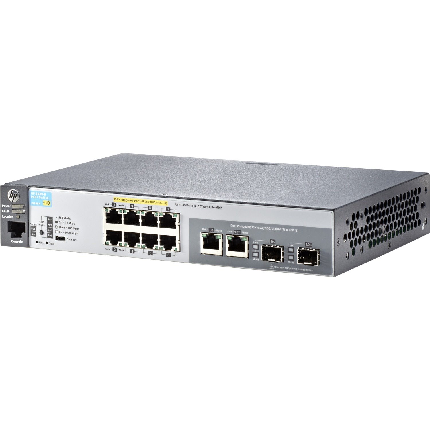 HPE 2530 2530-8-PoE+ 8 Ports Manageable Ethernet Switch - Fast Ethernet, Gigabit Ethernet - 10/100Base-TX, 10/100/1000Base-T, 1000Base-X - Refurbished