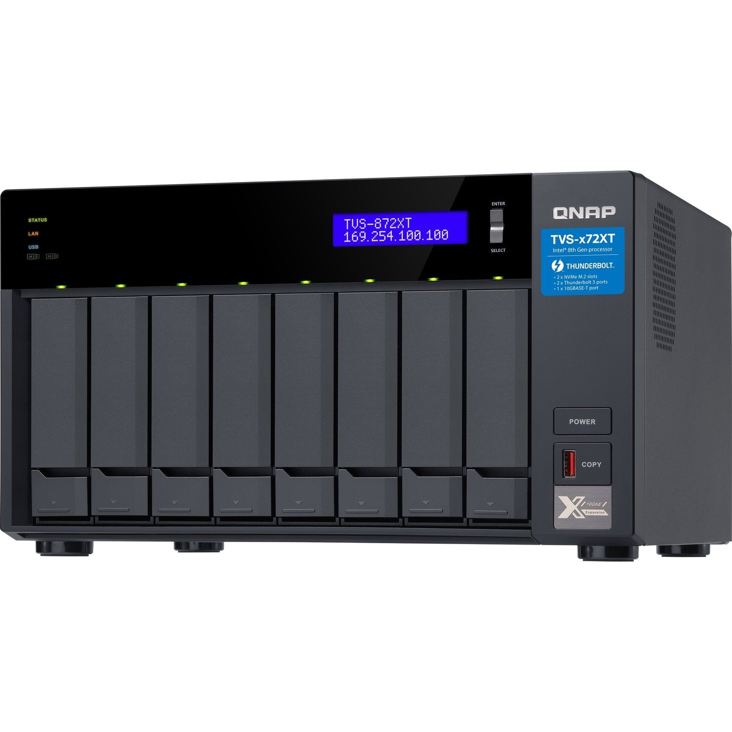 QNAP TVS-872XT-I5-16G 8 x Total Bays SAN/NAS/DAS Storage System - 4 GB Flash Memory Capacity - Intel Core i5 i5-8400T Hexa-core (6 Core) 1.70 GHz - 16 GB RAM - DDR4 SDRAM Tower