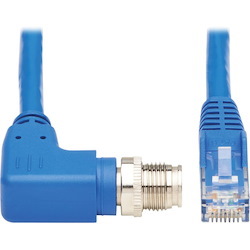Eaton Tripp Lite Series M12 X-Code Cat6 1G UTP CMR-LP Ethernet Cable (Right-Angle M12 M/RJ45 M), IP68, PoE, Blue, 2 m (6.6 ft.)