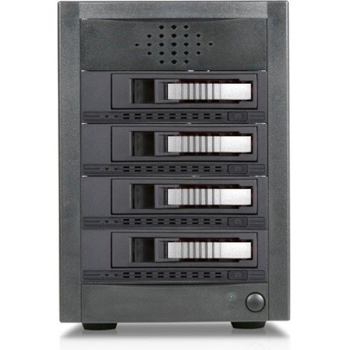 RAIDage JAGE5BT4HDSL-M1 Drive Enclosure 12Gb/s SAS, SATA/600 - Mini-SAS HD Host Interface Tower - Black, Silver