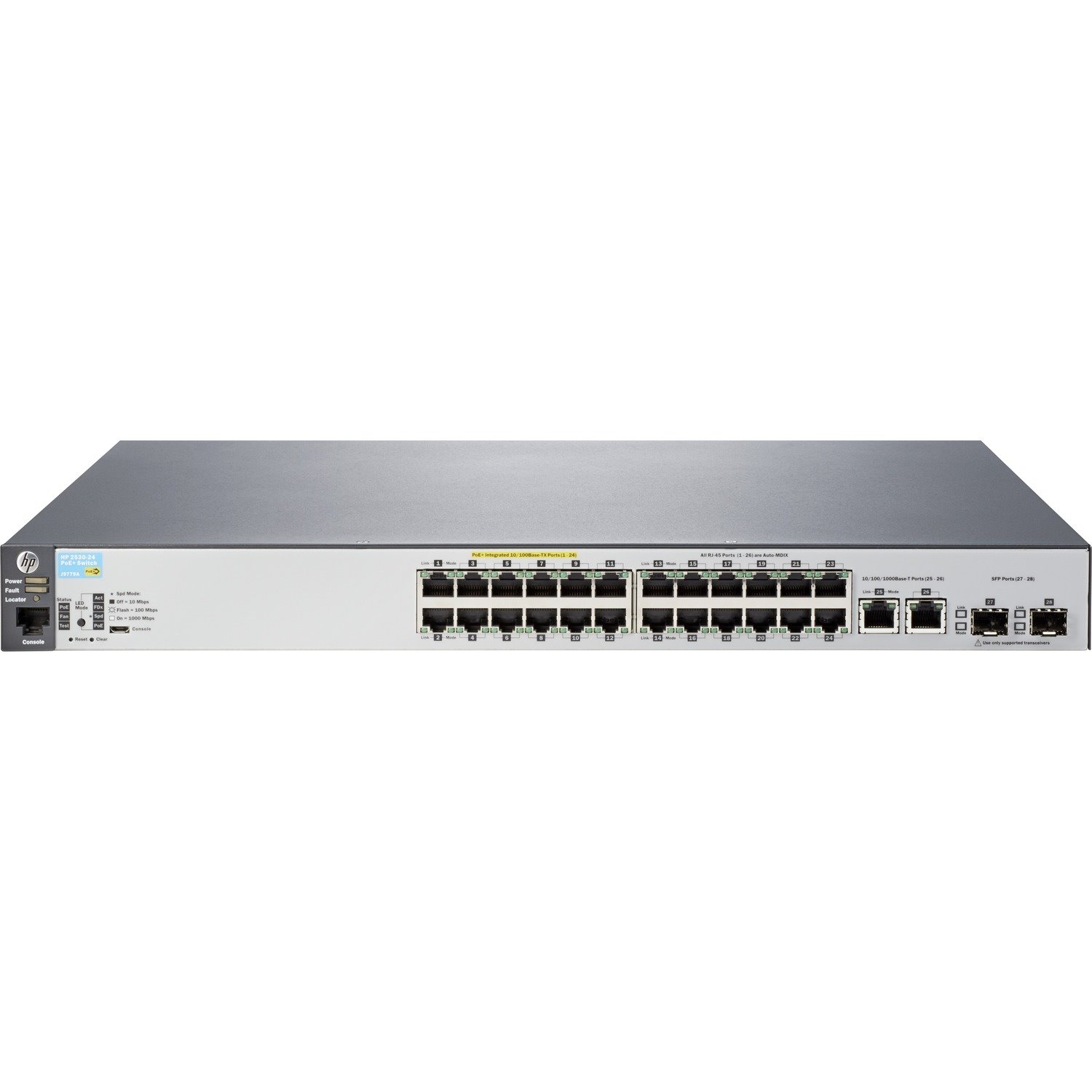 HPE 2530 2530-24-PoE+ 24 Ports Manageable Ethernet Switch - Fast Ethernet, Gigabit Ethernet - 10/100Base-TX, 10/100/1000Base-T - Refurbished