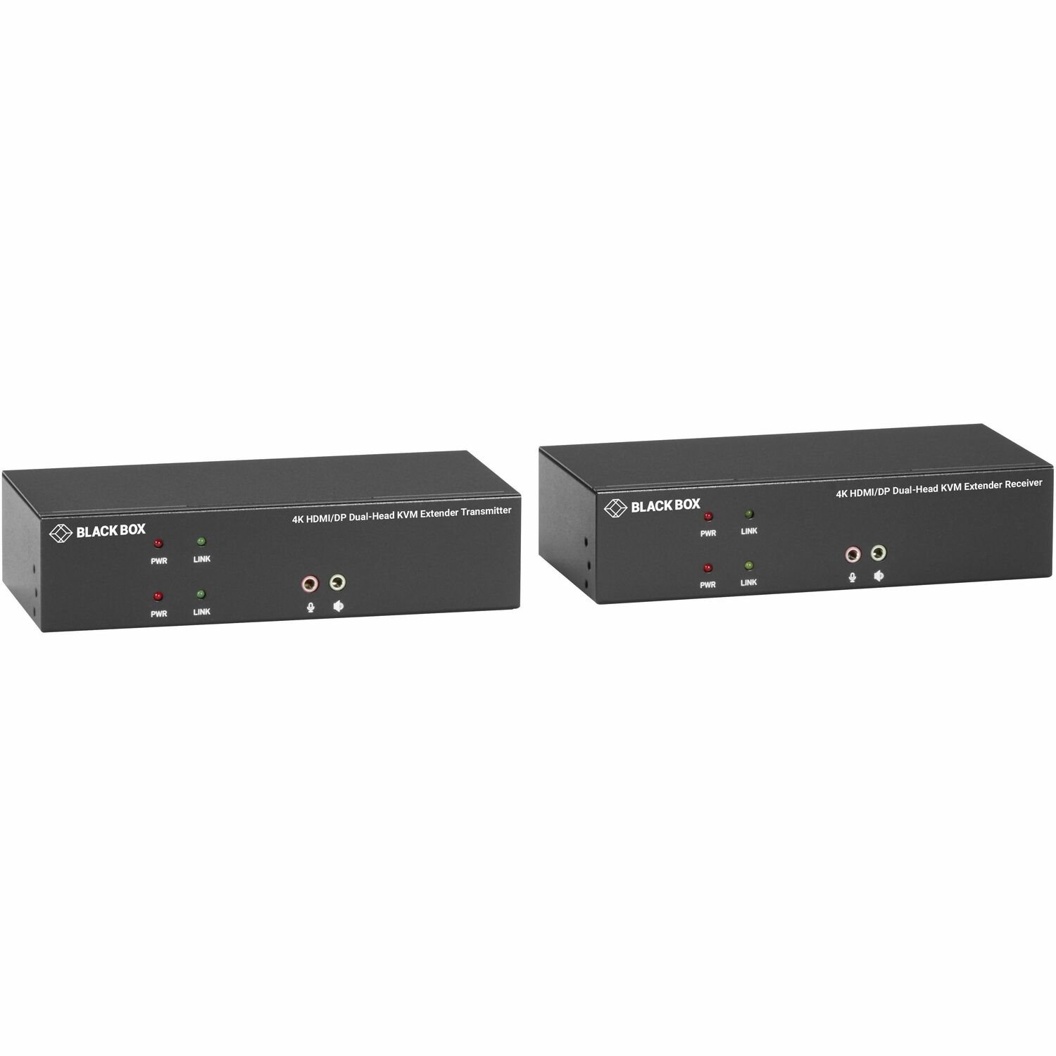 Black Box KVX Series KVM Extender Kit over Fiber - 4K, Dual-Monitor, HDMI/DisplayPort, USB 2.0, Serial, Audio, Local Video