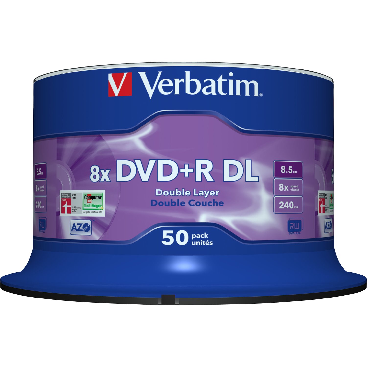 Verbatim DVD Recordable Media - 8x - 8.50 GB - 50 Pack Spindle