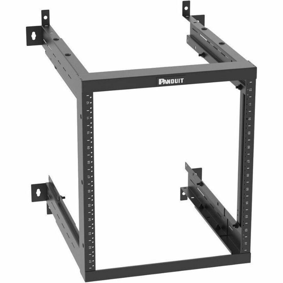 PanZone Adjustable Depth Wall Mount Rack, 12RU, Black