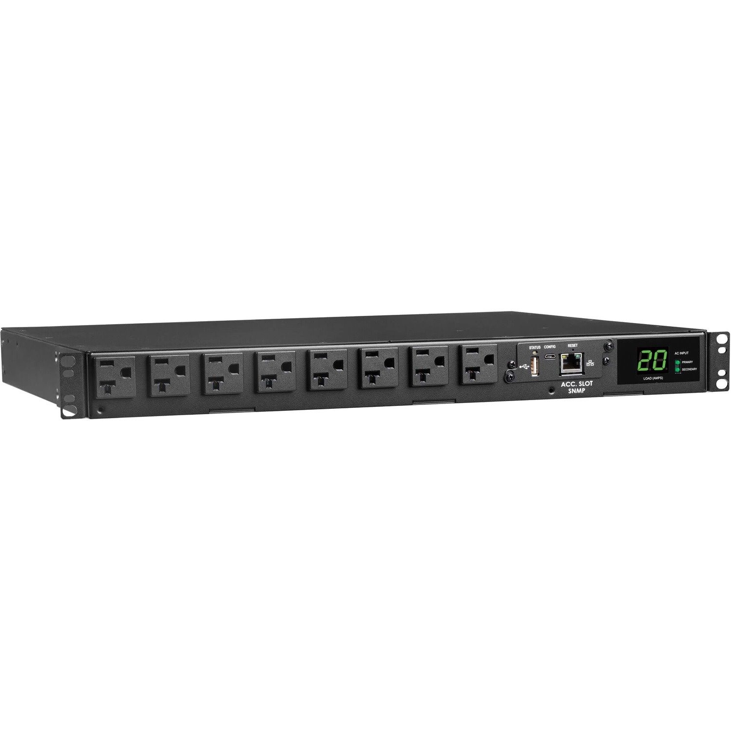 Eaton Tripp Lite Series 1.92kW 120V Single-Phase ATS/Monitored PDU - 16 5-15/20R Outlets, Dual L5-20P/5-20P Inputs, 12 ft. Cords, 1U, TAA