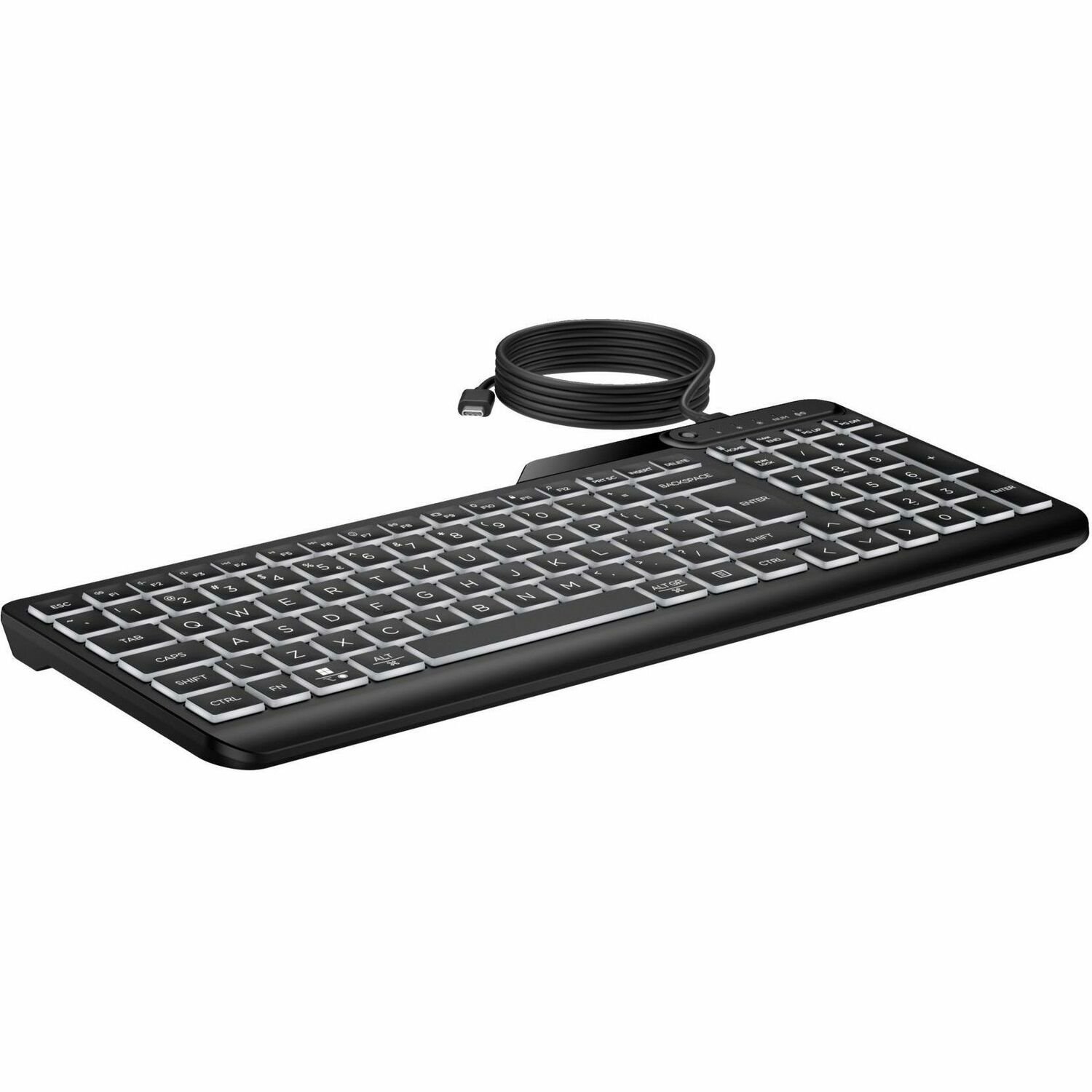 HP 405 Keyboard - Cable Connectivity - USB Type C, USB Type A Interface - LED