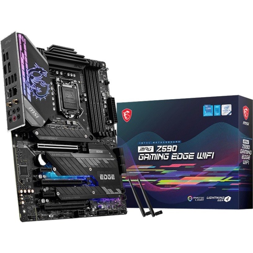 MSI MPG Z590 GAMING EDGE WIFI Desktop Motherboard - Intel Z590 Chipset - Socket LGA-1200 - Intel Optane Memory Ready - ATX