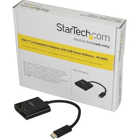 StarTech.com USB C to DisplayPort Adapter with 60W Power Delivery Pass-Through - 4K 60Hz USB Type-C to DP 1.2 Video Converter w/ Charging