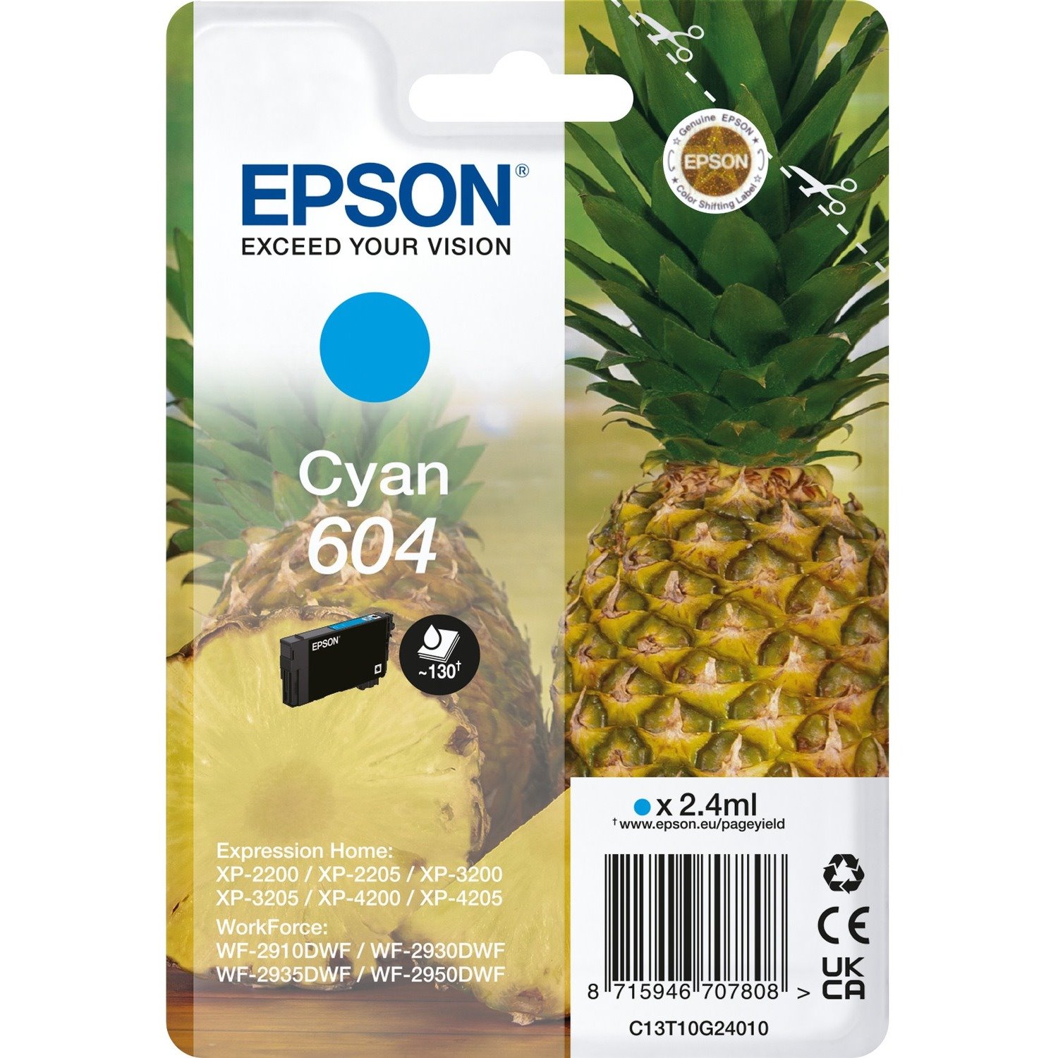 Epson 604 Original Standard Yield Inkjet Ink Cartridge - Single Pack - Cyan Pack