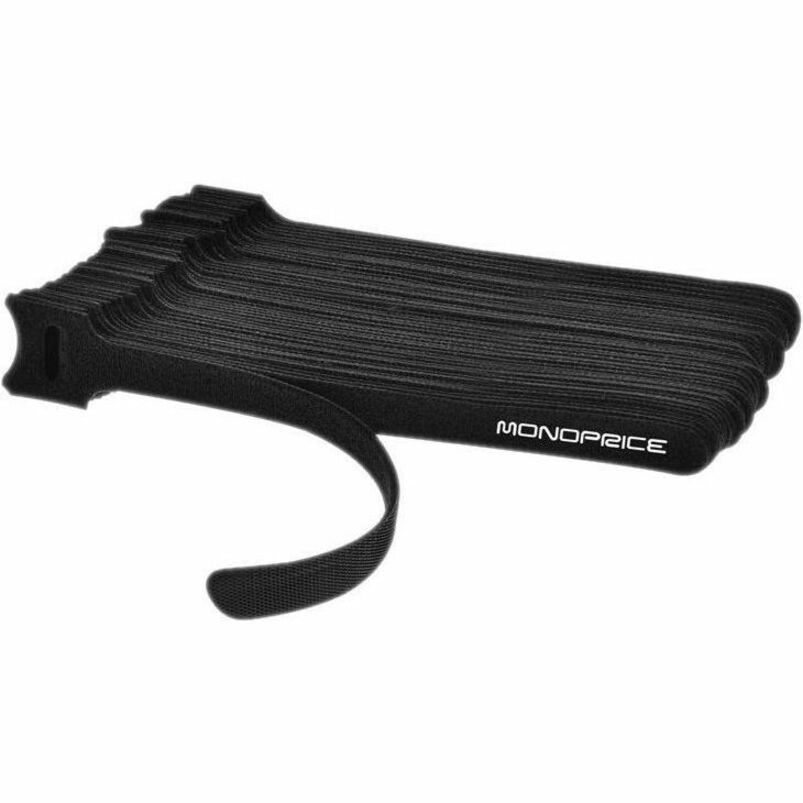 Monoprice Hook and Loop Fastening Cable Ties, 6in, 50 pcs/pack, Black