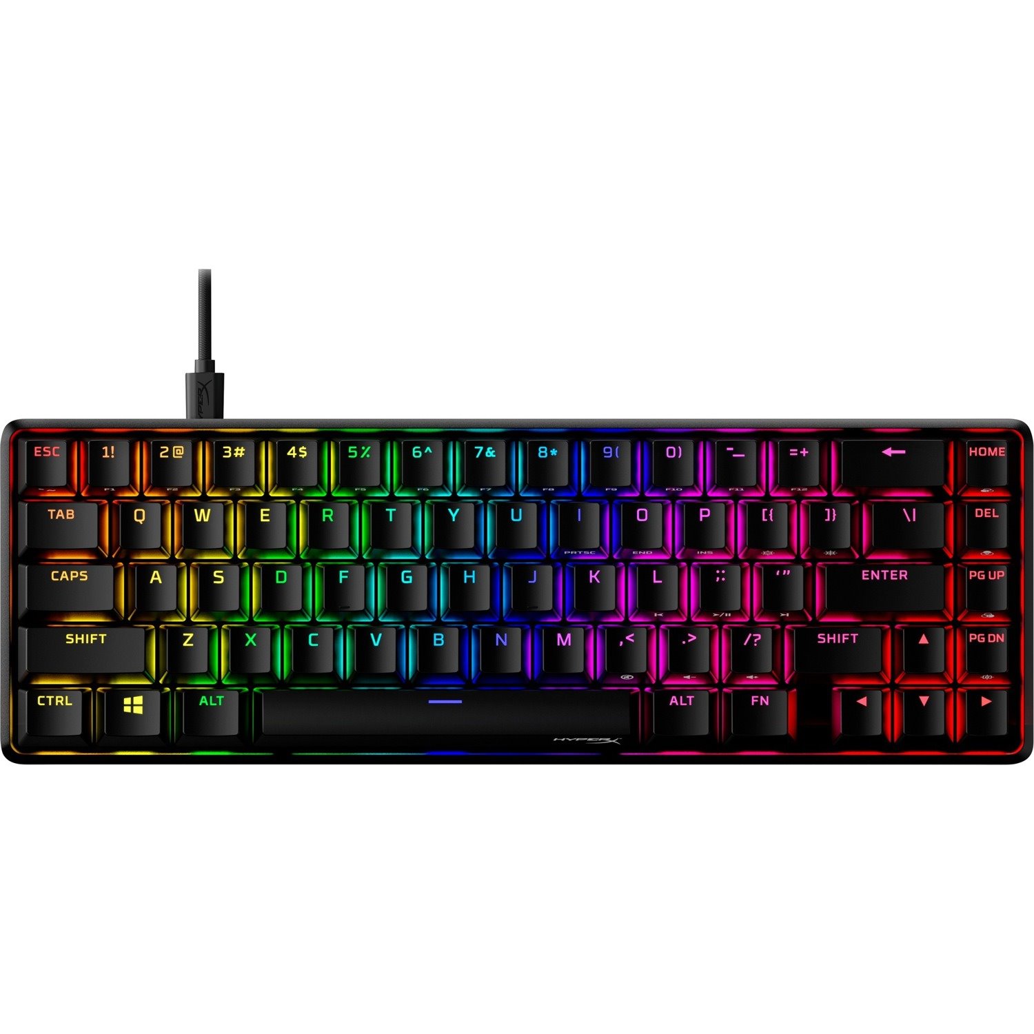 HyperX Alloy Origins 65 Gaming Keyboard - Cable Connectivity - USB Type C Interface - RGB LED - English (US) - Black