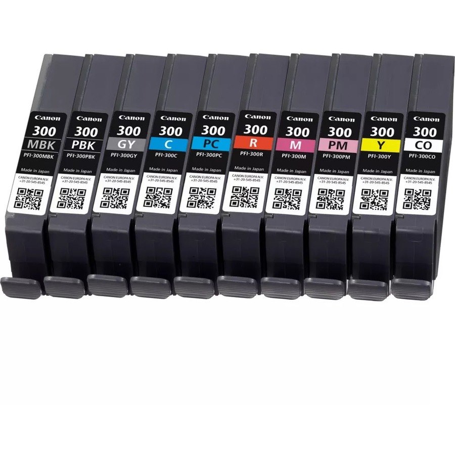 Canon LUCIA PRO PFI-300 Original Standard Yield Inkjet Ink Cartridge - Multi-pack - Matte Black, Photo Black, Photo Magenta, Photo Cyan, Chroma Optimizer, Red, Grey, Yellow, Cyan, Magenta - 10 Pack