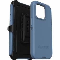 OtterBox Defender Rugged Carrying Case (Holster) Apple iPhone 15 Pro Smartphone - Baby Blue Jeans (Blue)