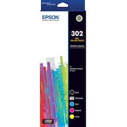 Epson Claria Premium 302 Original Standard Yield Inkjet Ink Cartridge - Value Pack - Black, Photo Black, Cyan, Magenta, Yellow - 5 / Pack