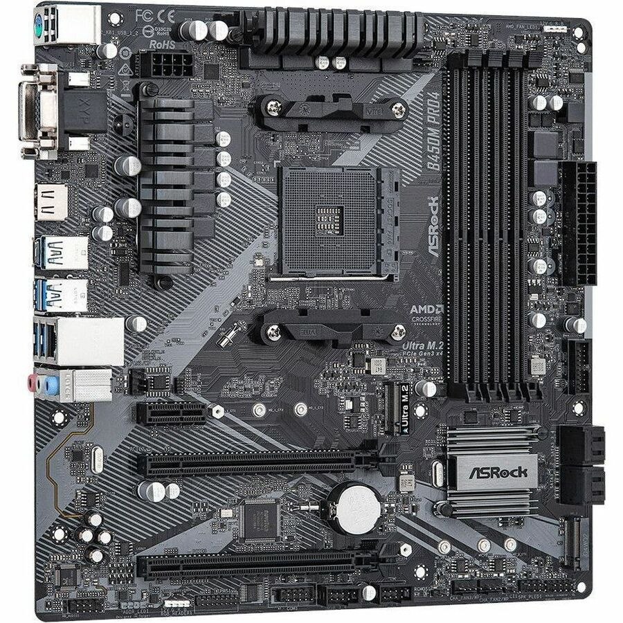 ASRock B450M Pro4 R2.0 Desktop Motherboard - AMD B450 Chipset - Socket AM4 - Micro ATX