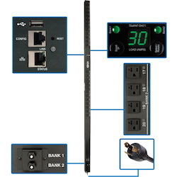 Tripp Lite by Eaton 2.9kW Single-Phase Switched PDU - LX Interface, 120V Outlets (24 5-15/20R), 10 ft. (3.05 m) Cord with L5-30P, 0U, TAA