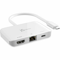 j5create JCA351-N USB Type C Docking Station for Notebook/Tablet/Smartphone/Projector/Monitor - Charging Capability - White
