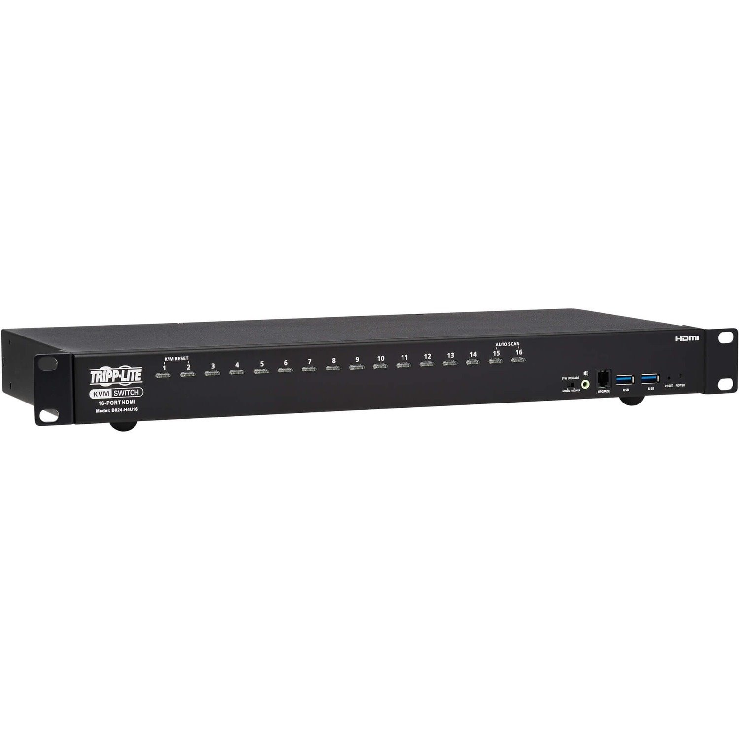 Tripp Lite by Eaton 16-Port 4K HDMI/USB KVM Switch - 4K 60 Hz Video/Audio, USB Peripheral Sharing, 1U Rack-Mount